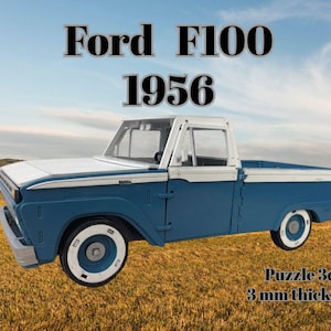 Digitale Datei / Laserschneiden / 3D-Puzzle / 1956 Ford F100 / CO2-Laser / Lightburn / Oldtimermodell