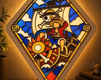 Handmade Stained Glass LED Lamp, Wood & Acrylic Light, Fantasy Home Decor, USB Night Light, Unique Gift for Gamers and Collectors