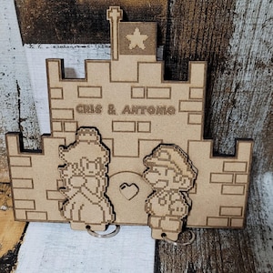 Pendure chaves, Mario Bros, chaveiro de personagem de videogame Mario Bros, arquivo para corte a laser, co2, diodo. Ideal para presentes.