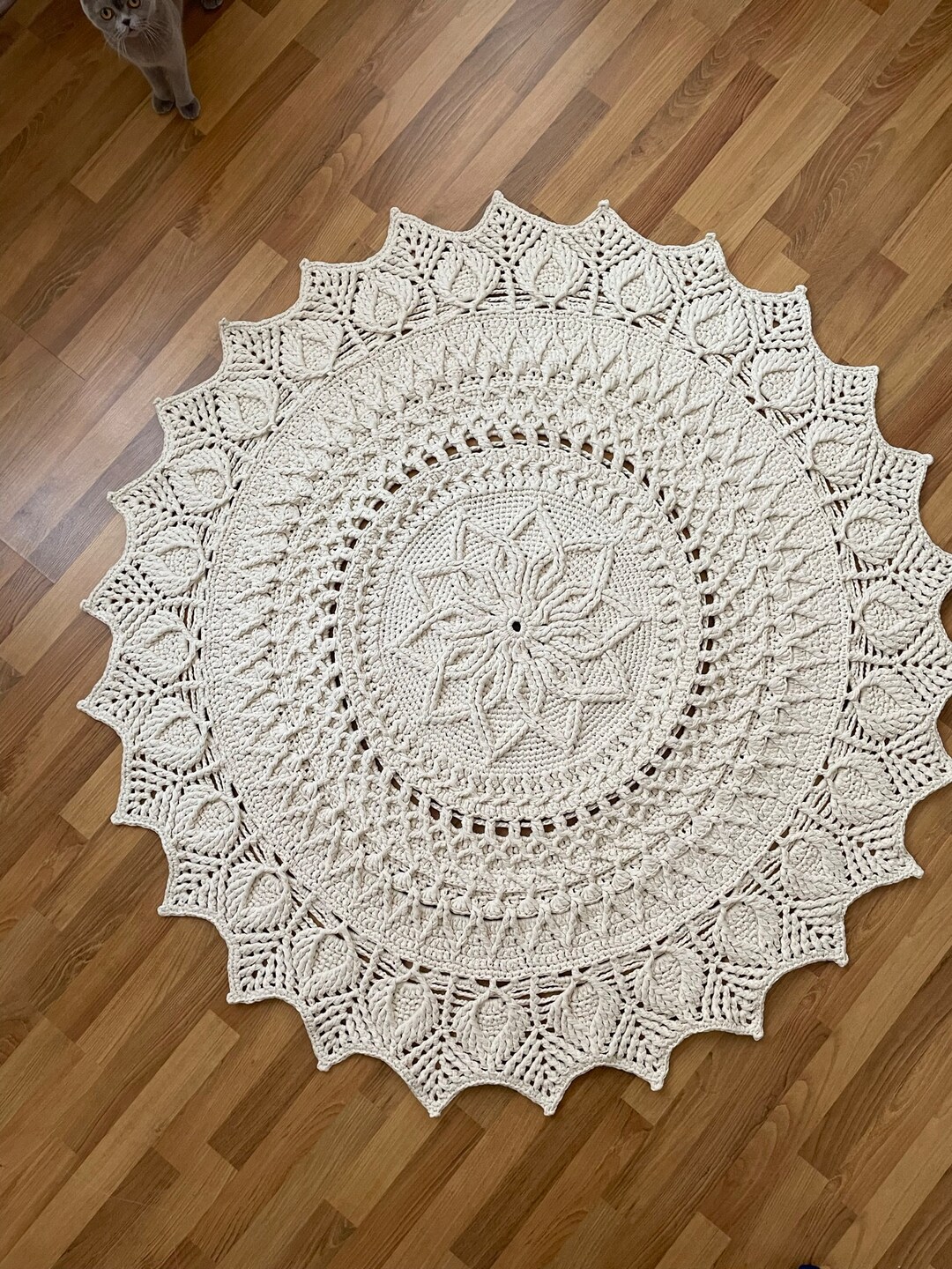 Knitted Carpet, Rug, Decor Rug, Crochet, Round Carpet Circle Braided