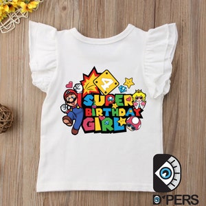 Super Mario Birthday Girl 4 years Digital Graphic File Svg, Jump into Adventure with Super Birthday Girl Printable Shirt Digital Download zdjęcie 2