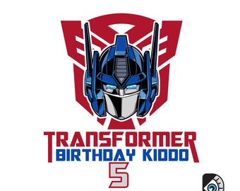 Transformers birthday boy kiddo 5 age Optimus Prime PNG, JPG, SVG Perfect for Autobots Fans! Digital Download