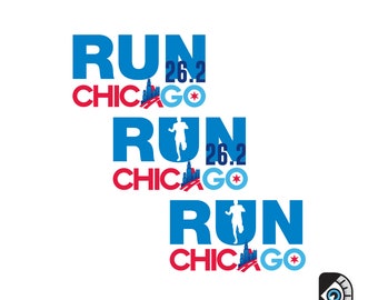 Chicago City Running Graphic Print, Run Chicago, Urban Marathon Art SVG, Cut Files  Cricut Printable Digital Download