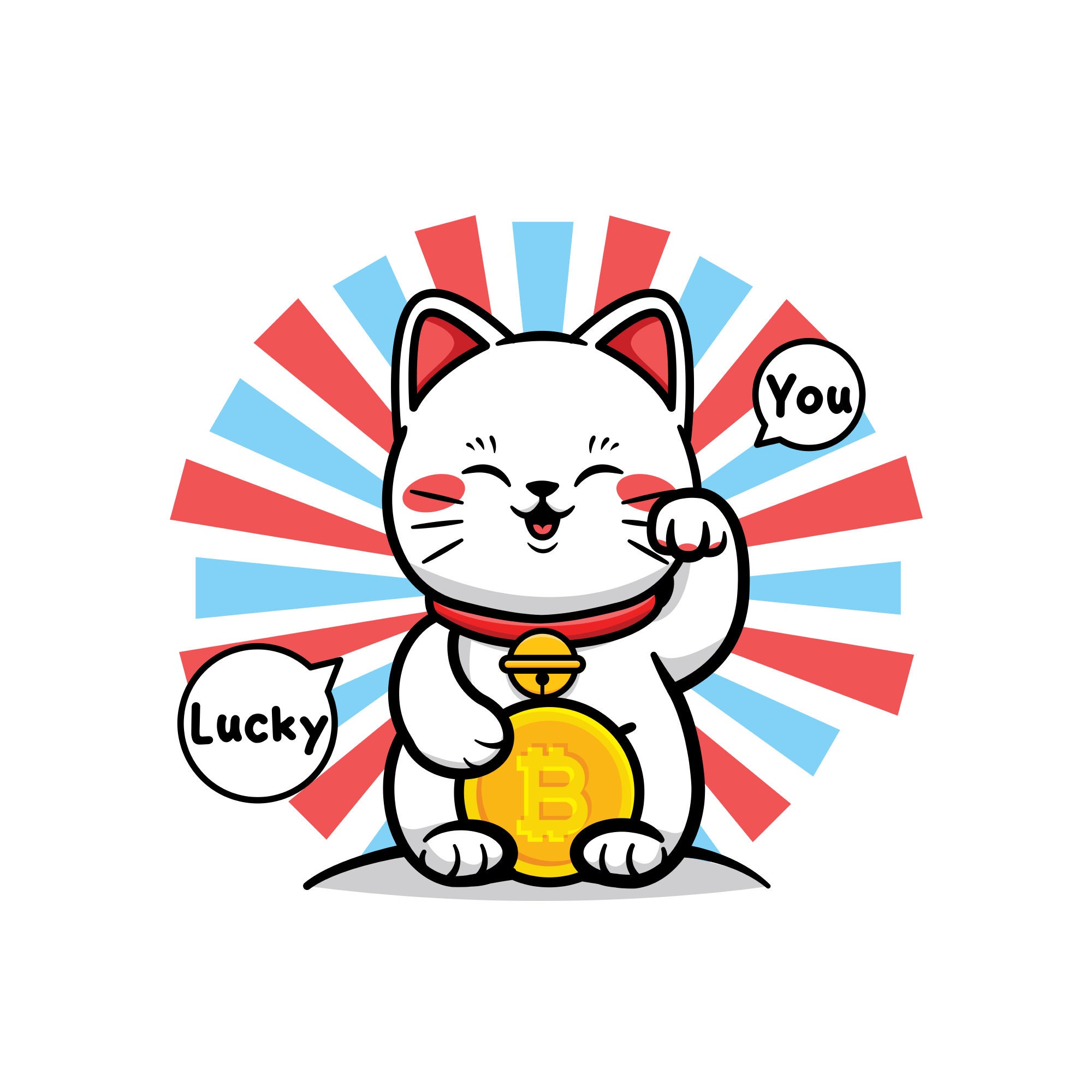 Lucky Cat With Bitcoin Graphic Printable Art for Etsy