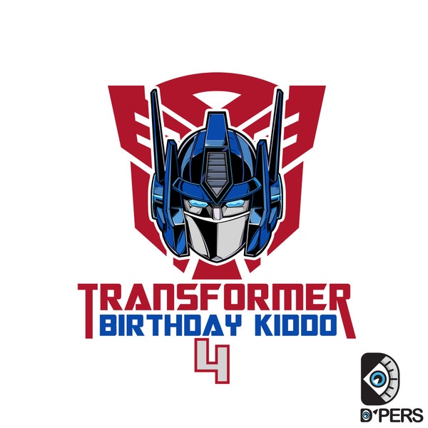 Transformers birthday boy kiddo 4 age Optimus Prime PNG, JPG, SVG Perfect for Autobots Fans! Digital Download