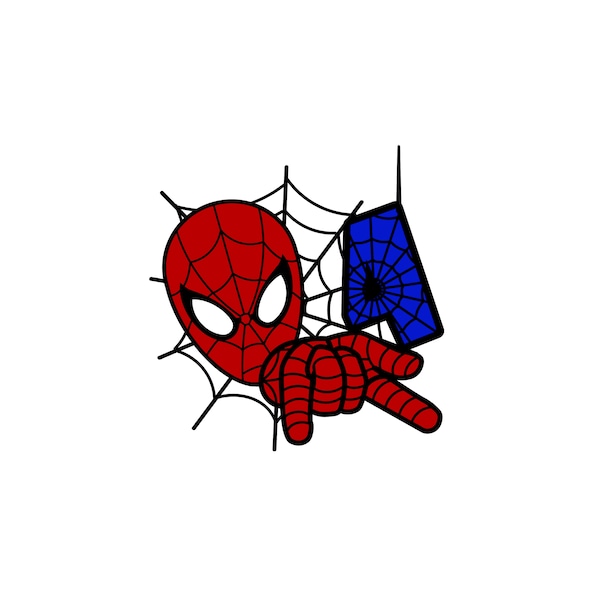 Spiderman birthday boy 4 years old png svg "Spiderman and his little sidekick": A superhero duo in Action digital download