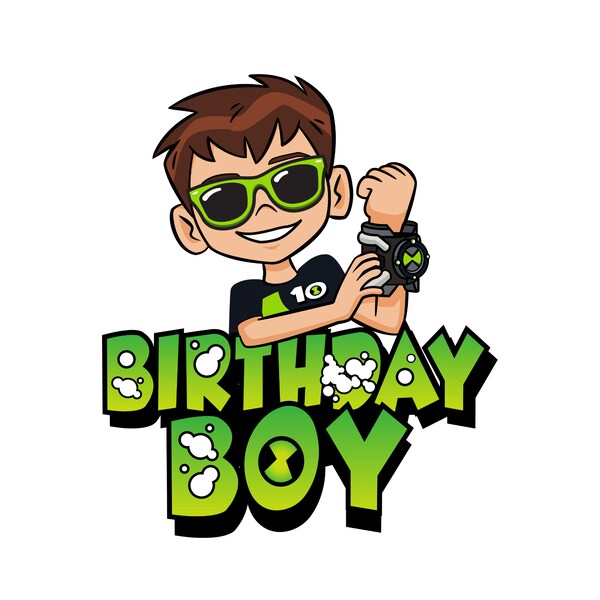 Ben 10 Birthday Boy Bash, Una aventura de dibujos animados épica Impresión gráfica Svg, Png Descarga digital