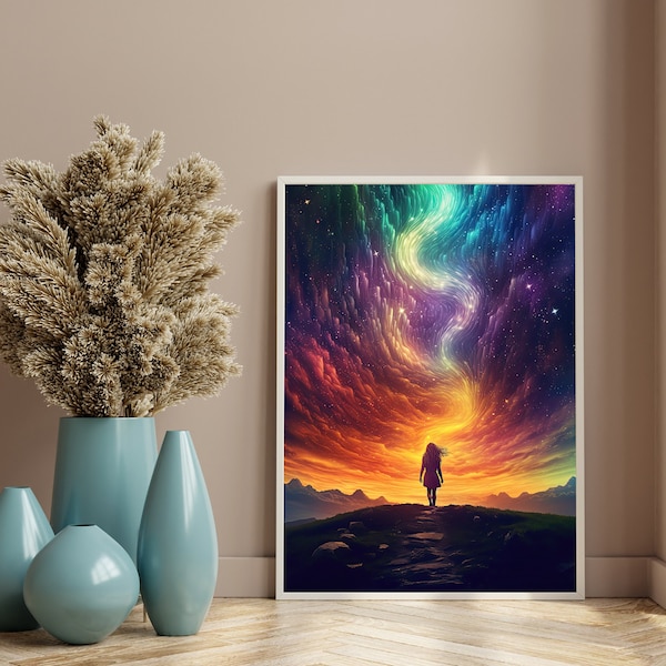 Mystic Wall Art Colorful Magical Print | Spiritual Decor Beautiful Magic Sky Fantasy Artwork Vibrant Colors | Energy from the Universe