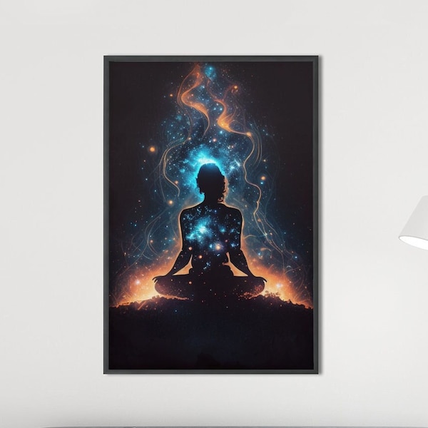 Meditation Art Print | Yoga and Spiritual Wall Art | Mindfulness | Printable Digital Download | Gift for Yoga Lover | Esoteric Wall Hanging