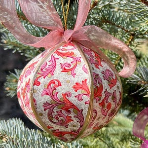 Handmade Paper Ornaments  - Italian Florentine, Pink Paper