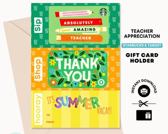 Printable Teacher Appreciation Gift Card Holder – Starbucks & Target (Digital Download)