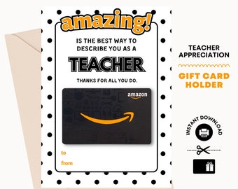 Teacher Amazon Gift Card Holder – Printable Appreciation Thank You (PDF)
