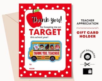 Teacher Appreciation Target Gift Card Holder (Printable)