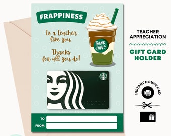Starbucks Teacher Gift Card Holder – Appreciation Thank You (Printable)