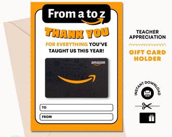 Teacher Appreciation Gift Card Holder – Amazon, Printable (PDF)