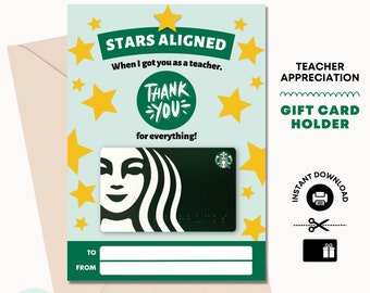 Teacher Starbucks Gift Card Holder – Printable Thank You Card (PDF)