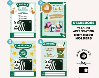 Starbucks Teacher Gift Card Holder Multi-Pack – Printable Thanks a Latte (PDF)