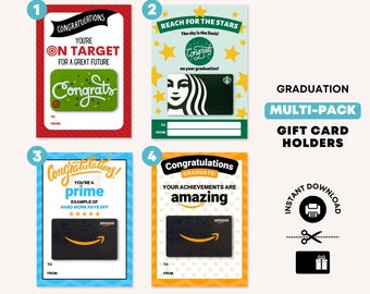 Printable Graduation Gift Card Holder Set, Target, Starbucks, Amazon (PDF)
