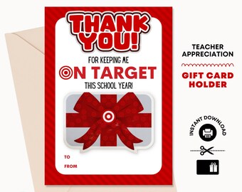 Teacher Target Gift Card Holder – Printable Thank You Card (PDF)