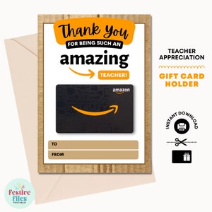 Titular de la tarjeta de regalo de Amazon para maestros (imprimible) - Regalo de agradecimiento al maestro - Tarjeta de agradecimiento de fin de año