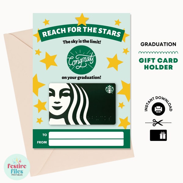 Graduation Starbucks Gift Card Holder (Printable) - Graduation Gifts (College, High School, 8th Grade) - Graduation Card (For Her & Him)