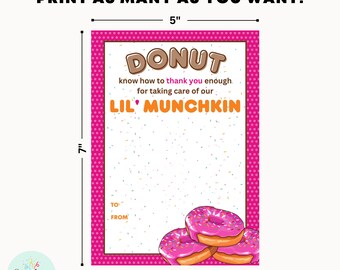 Dunkin Donuts Teacher Gift Card Holder – Printable Thank You Card