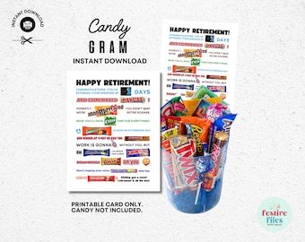 Retirement Candygram Card – Funny Gift for Coworker (PDF)