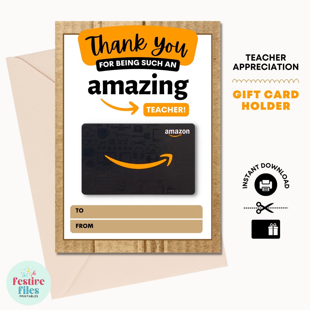 Amazon Gift Card Holder Printable Gift Card Holder Teacher Etsy