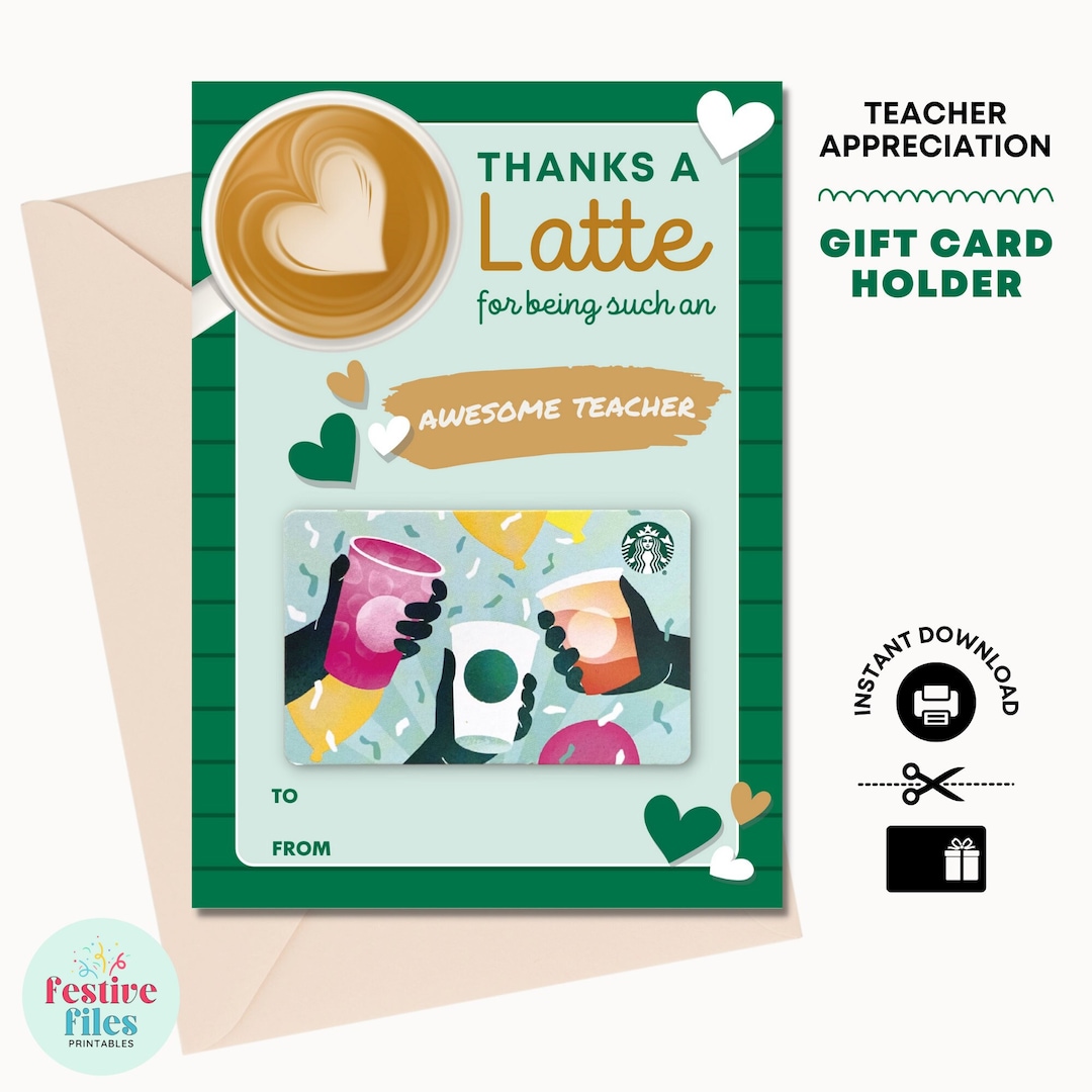 Starbucks Gift Card Holder Printable Gift Card Holder Etsy