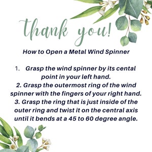 Digital How to Open A Wind Spinner Plain Text Instructions and Thank You to send to your customers with their finished product.