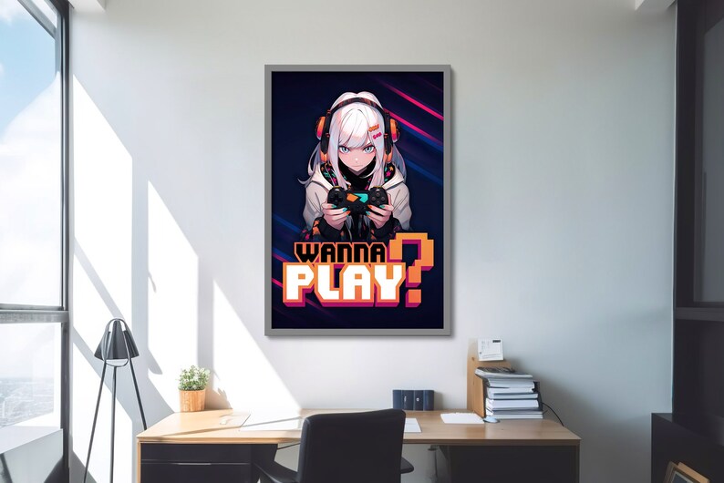 Gamer Girl Poster Gaming Poster Anime Fan Gifts for Gamer Boyfriend