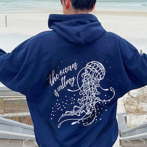 Jellyfish Shirt Ocean Inspired Style Jellyfish Print Hoodie Coconut Girl Teenage Girl Gifts Ocean Beach Hoodie Summer Hoodie Beach Sweater