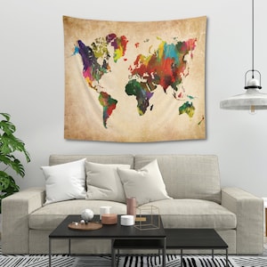 World Map Tapestry World Map Wall Art Large World Map Tapestry Wall Hanging House Warming Gifts New Home Classroom Tapestry College Tapestry