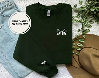 Custom Cat Sweater Cat Dad Personalized Cat Dad Sweater Cat Dad Shirt Cat Dad Sweatshirt Cat Crewneck Cat Daddy Shirt Cat Person Gift
