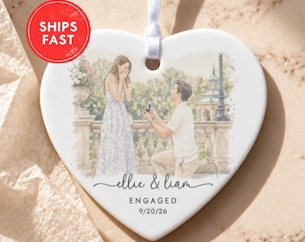 Engaged Ornament, Personalized Engaged Ornament, Custom Engagement Keepsake, 2026 Christmas Ceramic Engagement Ornament