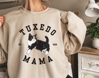 Tuxedo Cat Mom Tuxedo Cat Gifts Tuxedo Cats Custom Cat Sweater Cat Mom Sweatshirt Custom Cat Shirt Cat Crewneck Cat Mom Sweater