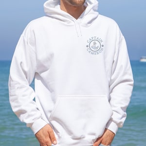 Captain Hoodie for Dad Fathers Day Personalized Gift For Boating Gift Personalized Boat Shirt For Him Yacht Gift For Narrowboat Sailing