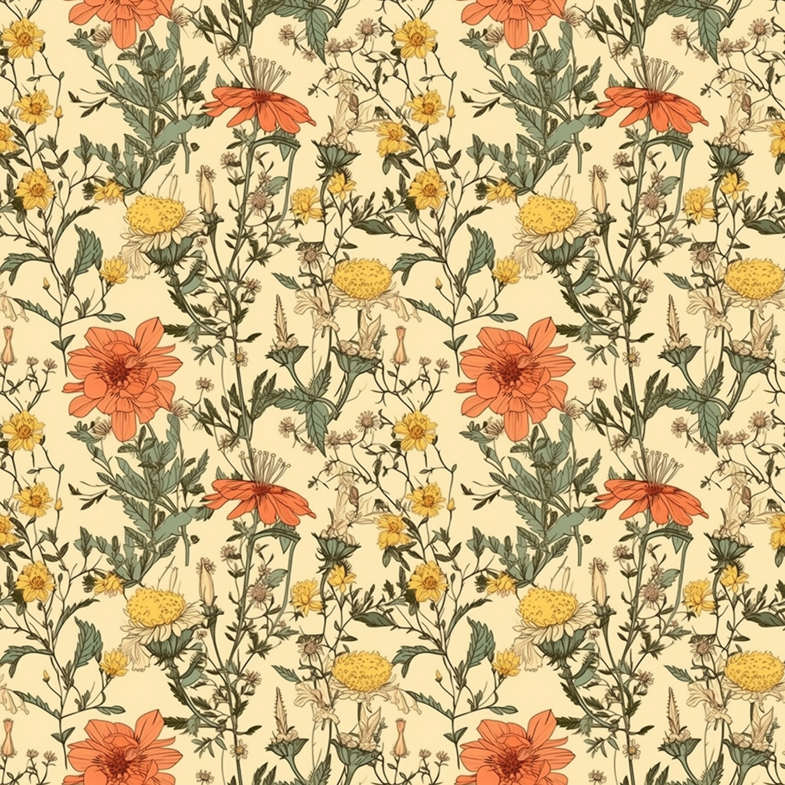 Seamless Wildflower Pattern Seamless Floral Garden Flower Etsy