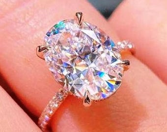 2.70 Ct Oval Moissanite Engagement Ring, Oval Diamond Ring, Oval Solitaire Ring, Oval Moissanite Wedding & Engagement Ring, Oval Cut Ring
