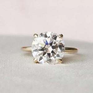 Round Engagement Ring in 14k Solid Gold / Moissanite Engagement Rings / 4-Prong Solitaire Moissanite Ring / Gold Promise Ring image 1