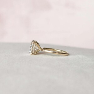 Round Engagement Ring in 14k Solid Gold / Moissanite Engagement Rings / 4-Prong Solitaire Moissanite Ring / Gold Promise Ring image 3