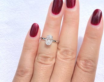 Oval Lab Grown Diamond Engagement Ring Solitaire Wedding Ring 1st Anniversary Ring Gift Simple Oval Diamond Ring For Proposal Oval Brilliant