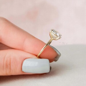 Round Engagement Ring in 14k Solid Gold / Moissanite Engagement Rings / 4-Prong Solitaire Moissanite Ring / Gold Promise Ring image 4