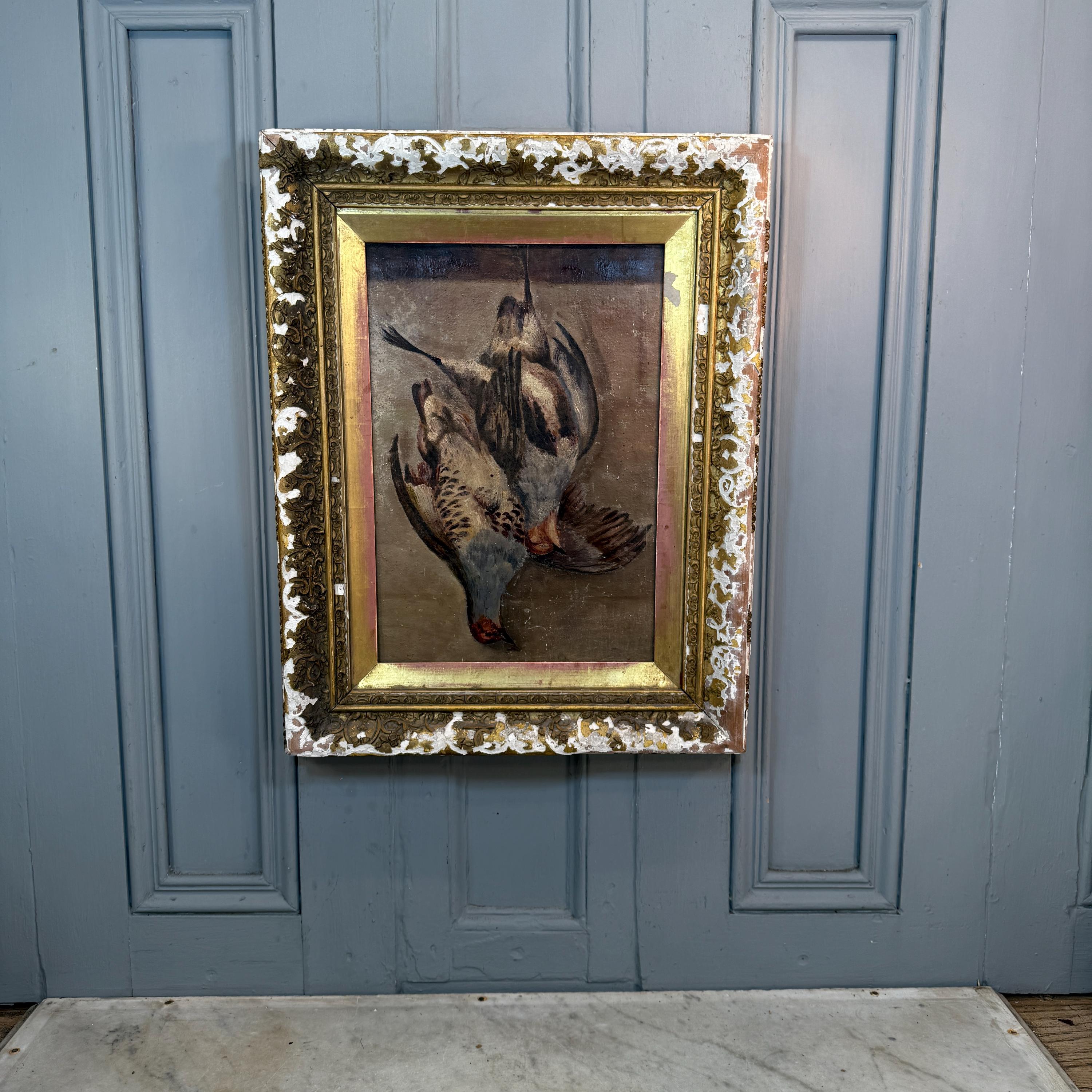 フランスアンティーク額装　鳥　カモ　絵画　１ フランスアンティーク額装 鳥 カモ 絵画 1
