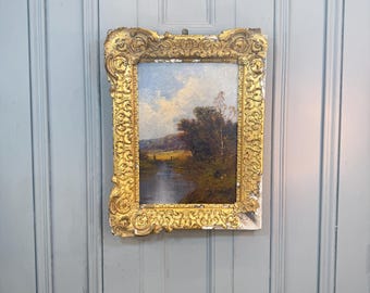RESERVED for Rachael - Antique Victorian River Landscape Oil
