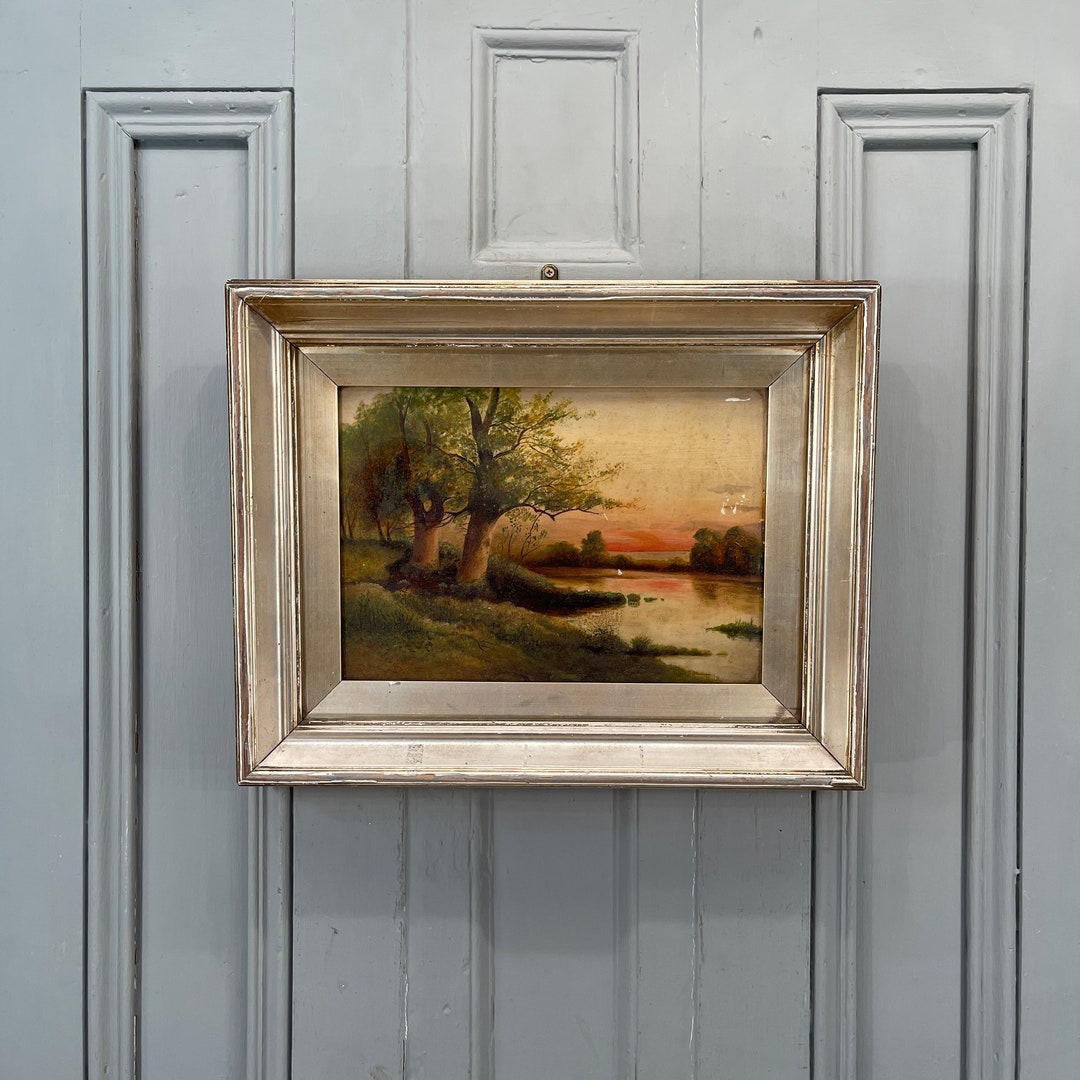 Antique Victorian River Landscape Oil Painting at Sunset J Freebury - Etsy