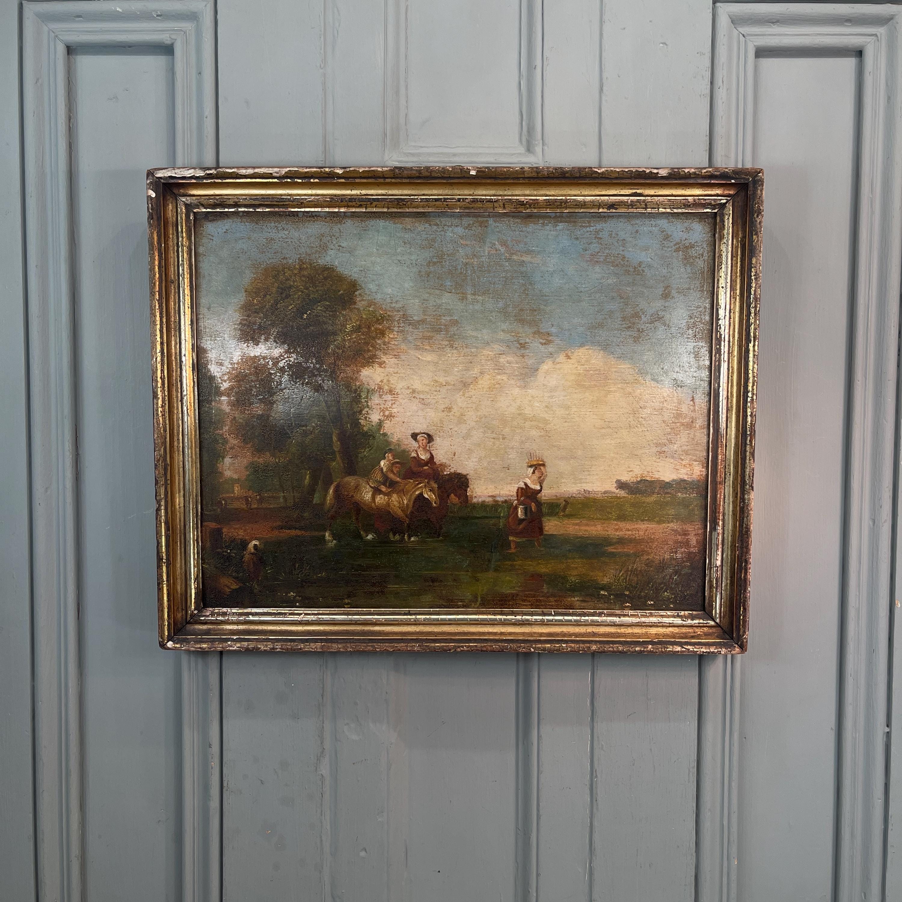 フランス アンティーク Oil painting 1955 油絵 フランス アンティーク Oil painting 1955 油絵
