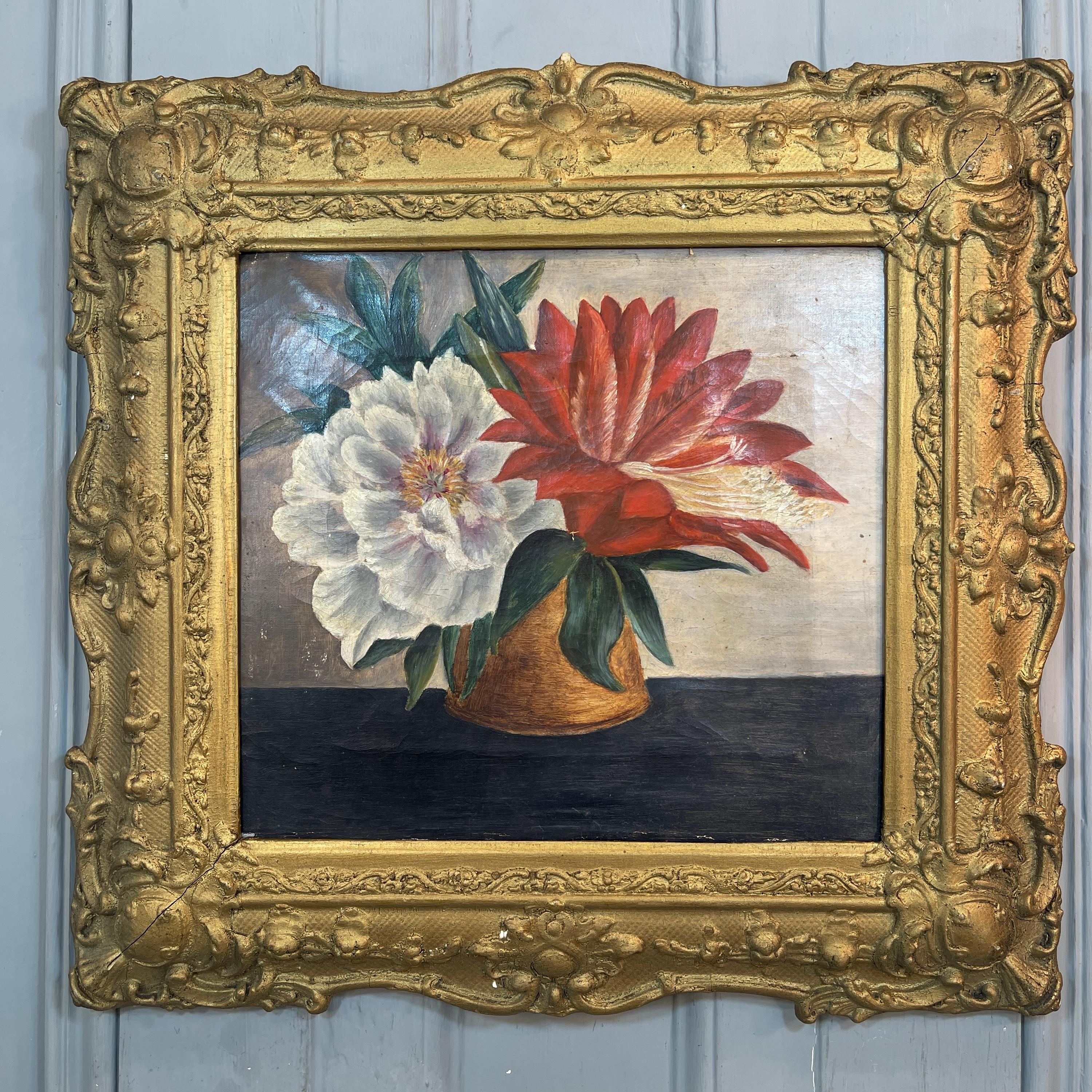 Antique French Still Life Oil Painting of Flowers in Vase - Etsy