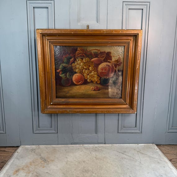 果物を描いた大きなアンティークの静物油絵 - Etsy 日本