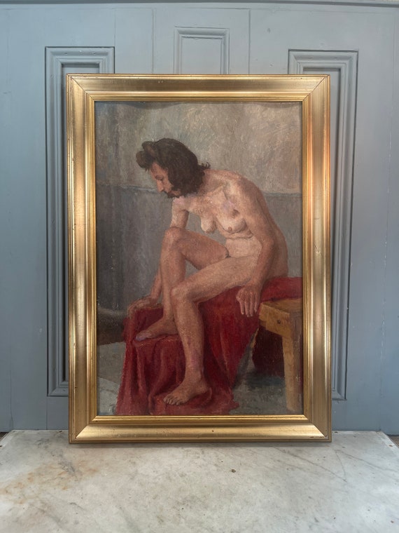 ccluster.com media nude 10 Large Antique Oil Painting Studio Portrait Study of Female Nude - Etsy